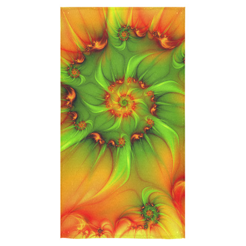 Hot Summer Green Orange Abstract Colorful Fractal Bath Towel 30"x56"