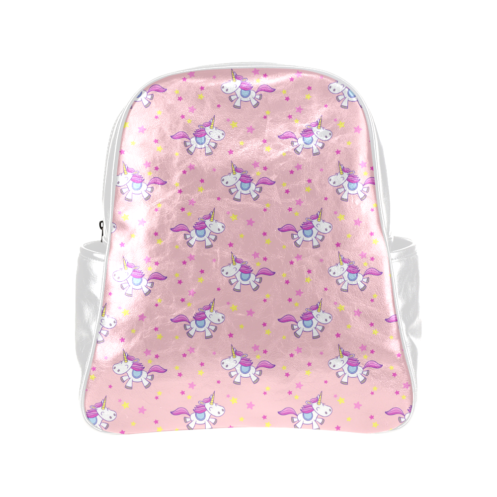 Cute Pink Unicorn Pattern Stars Multi-Pockets Backpack (Model 1636)