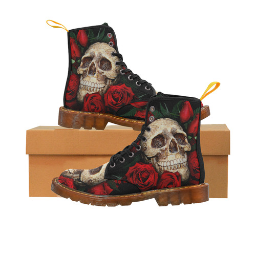 Skull & Red Roses Martin Boots For Women Model 1203H