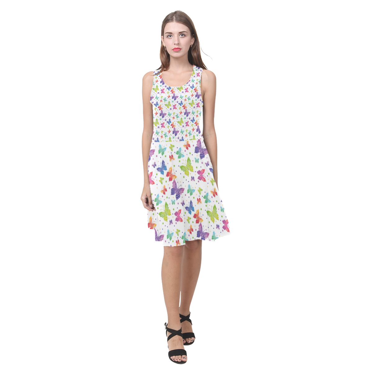 Colorful Butterflies Atalanta Casual Sundress(Model D04)