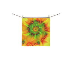 Hot Summer Green Orange Abstract Colorful Fractal Square Towel 13“x13”