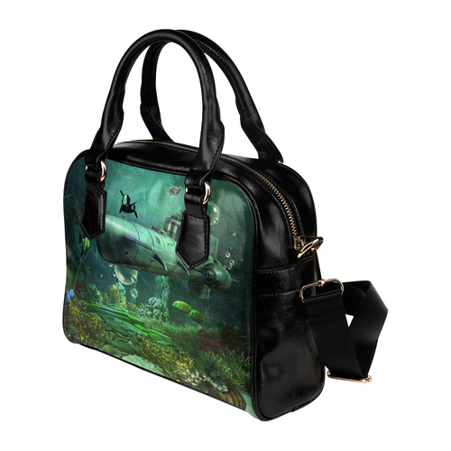 Awesome submarine with orca Shoulder Handbag (Model 1634)