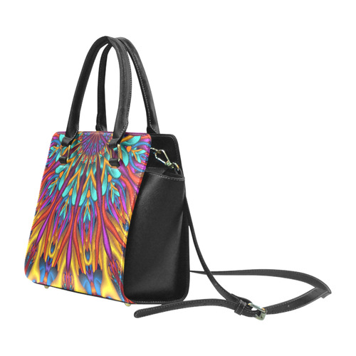 Amazing colors fractal mandala Rivet Shoulder Handbag (Model 1645)