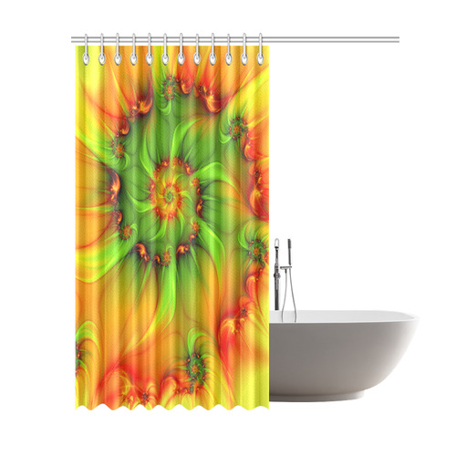 Hot Summer Green Orange Abstract Colorful Fractal Shower Curtain 69"x84"