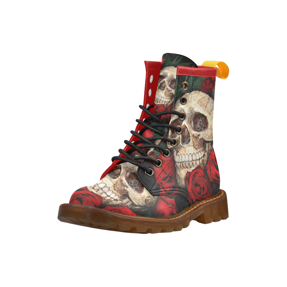 Skull & Roses High Grade PU Leather Martin Boots For Women Model 402H
