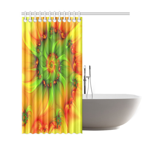 Hot Summer Green Orange Abstract Colorful Fractal Shower Curtain 69"x72"