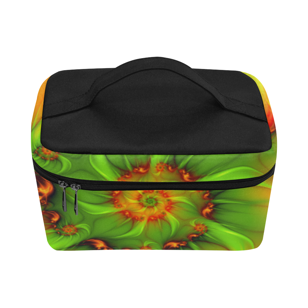 Hot Summer Green Orange Abstract Colorful Fractal Cosmetic Bag/Large (Model 1658)