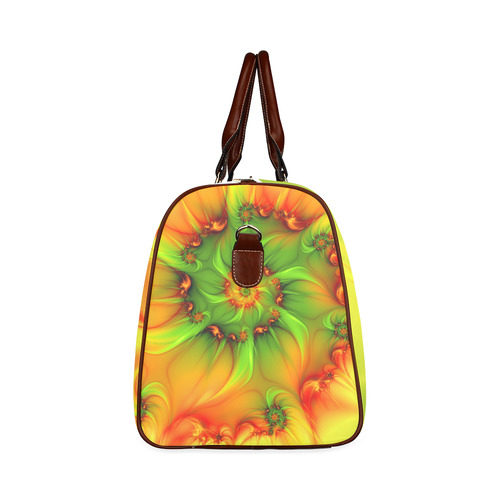 Hot Summer Green Orange Abstract Colorful Fractal Waterproof Travel Bag/Small (Model 1639)
