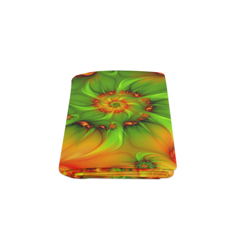 Hot Summer Green Orange Abstract Colorful Fractal Blanket 50"x60"