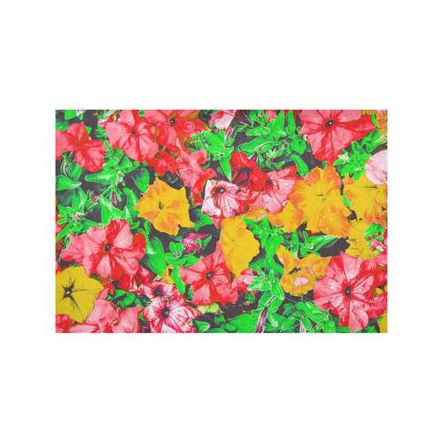 closeup flower abstract background in pink red yellow with green leaves Placemat 12’’ x 18’’ (Four Pieces)