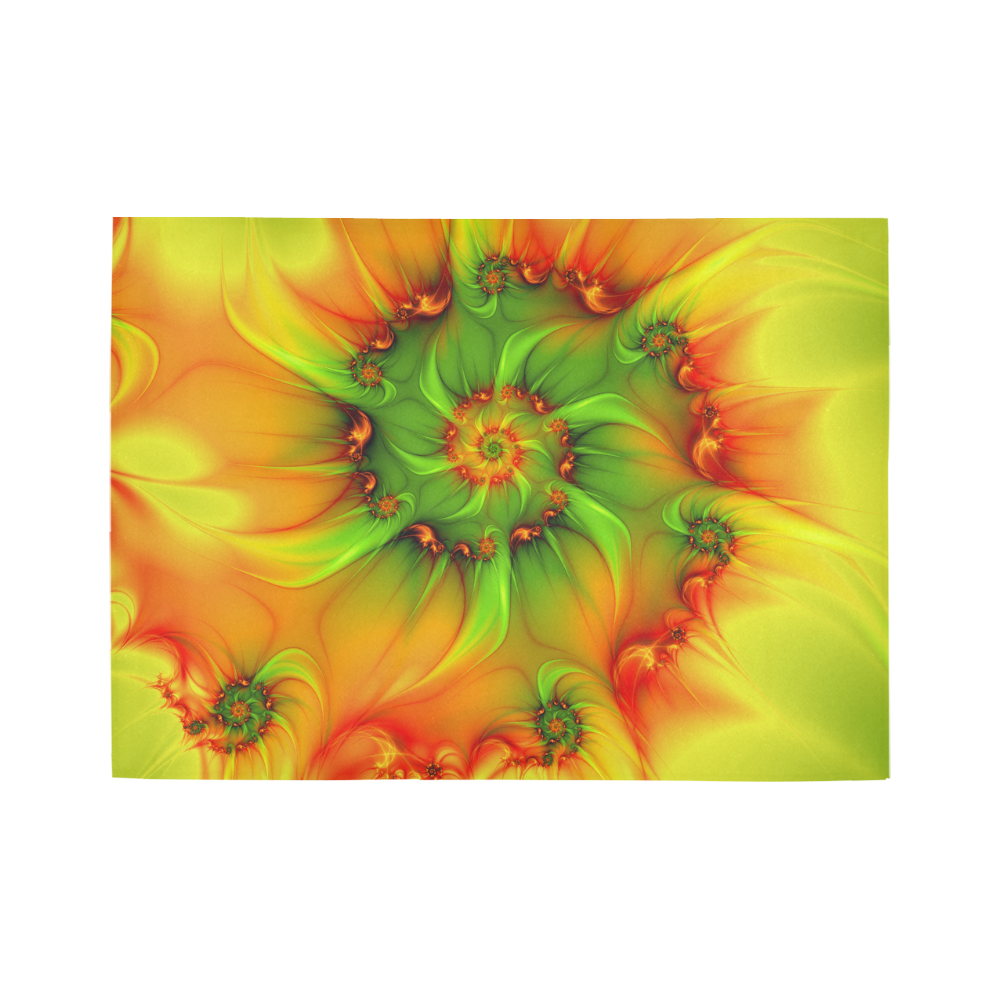 Hot Summer Green Orange Abstract Colorful Fractal Area Rug7'x5'