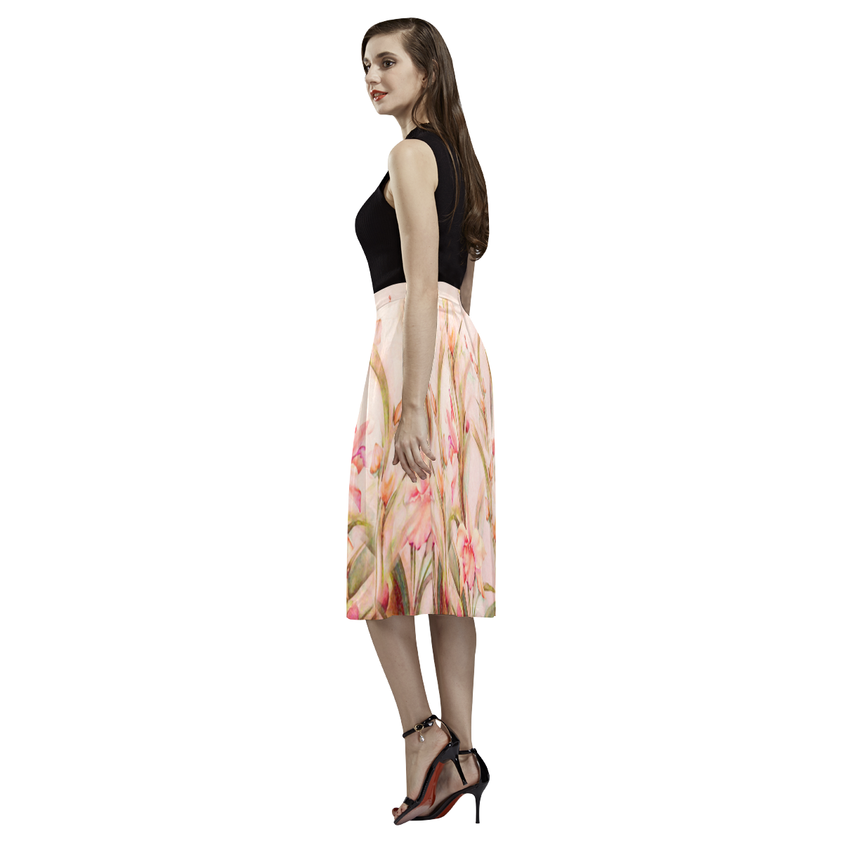 Peach Orchid Aoede Crepe Skirt (Model D16)