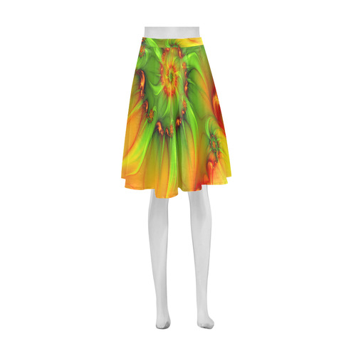 Hot Summer Green Orange Abstract Colorful Fractal Athena Women's Short Skirt (Model D15)