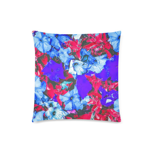 closeup flower texture abstract in blue purple red Custom Zippered Pillow Case 18"x18"(Twin Sides)