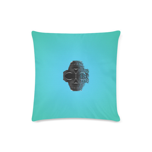 fractal black skull portrait with blue abstract background Custom Zippered Pillow Case 16"x16" (one side)