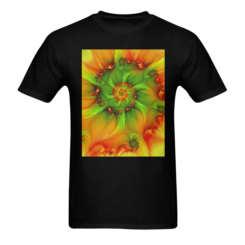 Hot Summer Green Orange Abstract Colorful Fractal Men's T-Shirt in USA Size (Two Sides Printing)
