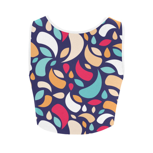 Multicolor Leaves And Geometric Shapes Women's Crop Top (Model T42)