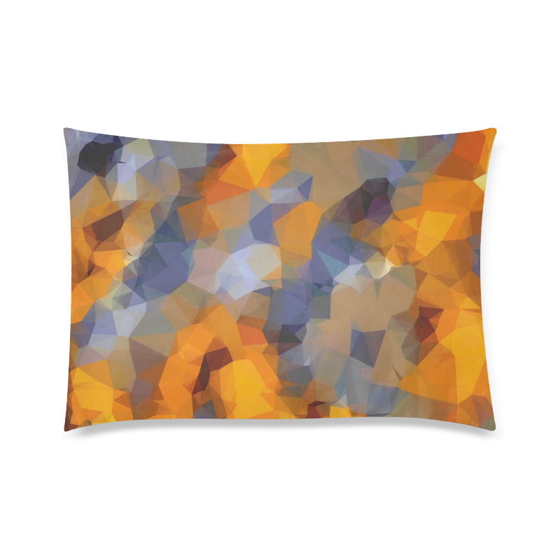 psychedelic geometric polygon abstract pattern in orange brown blue Custom Zippered Pillow Case 20"x30" (one side)