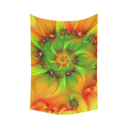 Hot Summer Green Orange Abstract Colorful Fractal Cotton Linen Wall Tapestry 60"x 90"