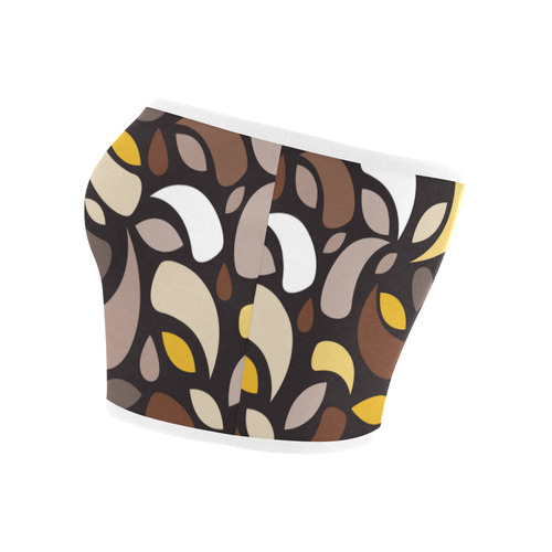 Brown Leaves And Geometric Shapes Bandeau Top