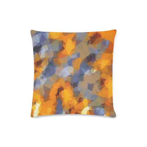 psychedelic geometric polygon abstract pattern in orange brown blue Custom Zippered Pillow Case 16"x16" (one side)