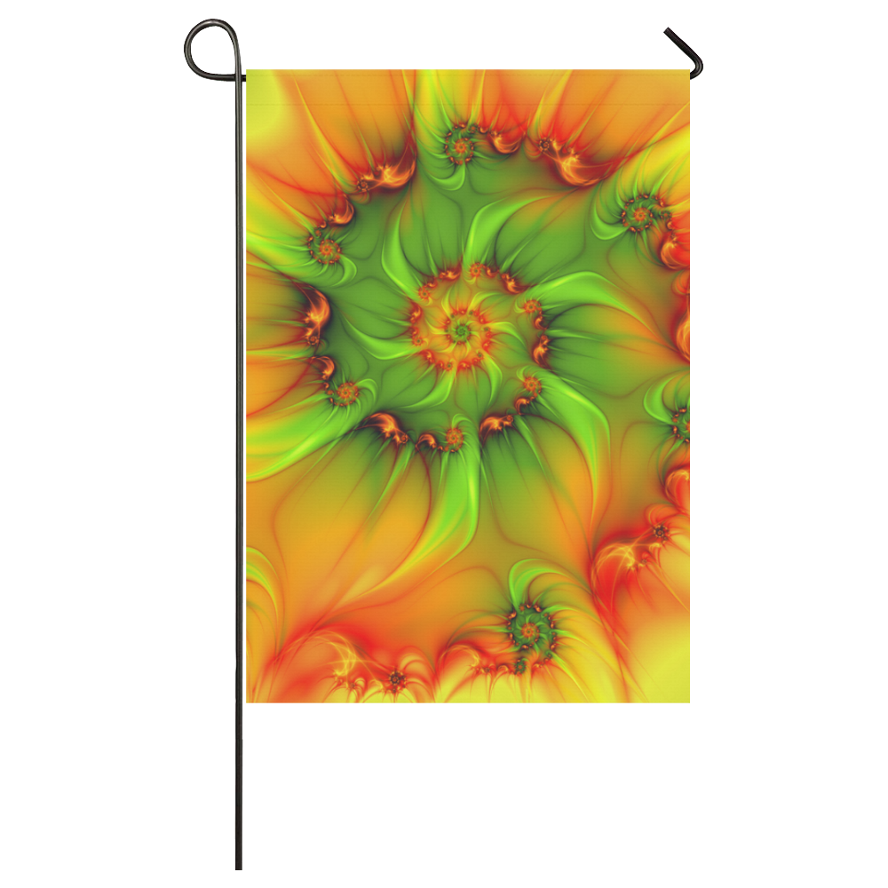Hot Summer Green Orange Abstract Colorful Fractal Garden Flag 28''x40'' （Without Flagpole）