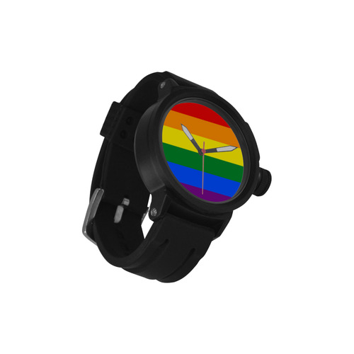 Gay Pride Rainbow Flag Stripes Men's Sports Watch(Model 309)