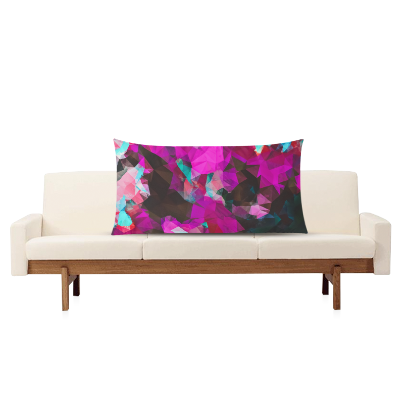 psychedelic geometric polygon abstract pattern in purple pink blue Rectangle Pillow Case 20"x36"(Twin Sides)