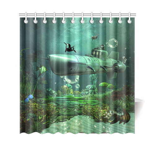 Awesome submarine with orca Shower Curtain 69"x70"
