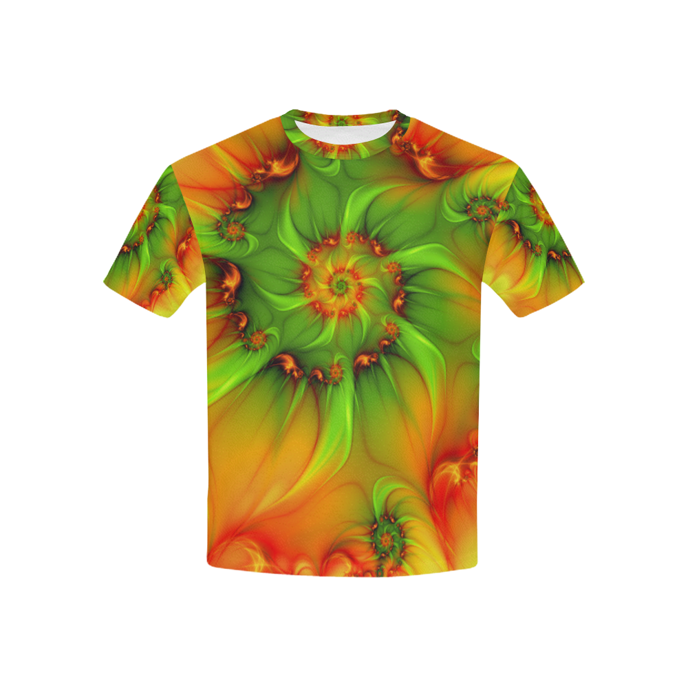 Hot Summer Green Orange Abstract Colorful Fractal Kids' All Over Print T-shirt (USA Size) (Model T40)