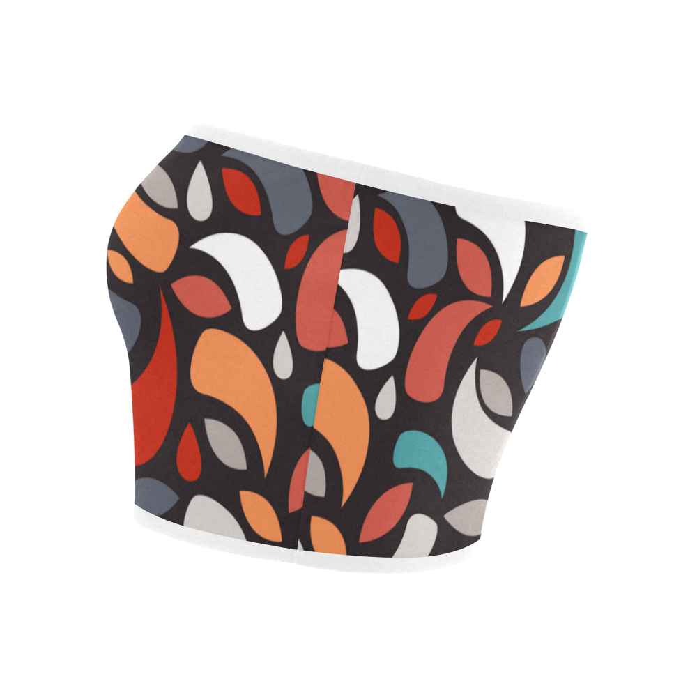 Colorful Leaves And Geometric Shapes Bandeau Top