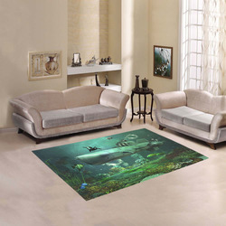 Awesome submarine with orca Area Rug 5'3''x4'