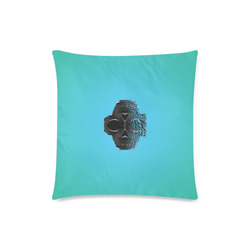 fractal black skull portrait with blue abstract background Custom Zippered Pillow Case 18"x18"(Twin Sides)