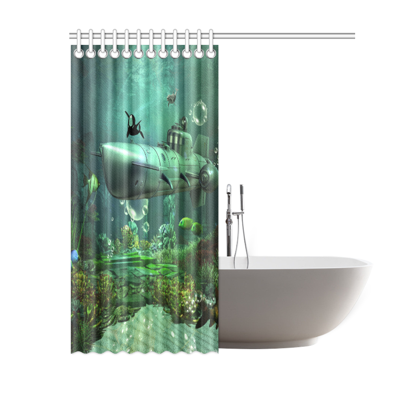Awesome submarine with orca Shower Curtain 60"x72"