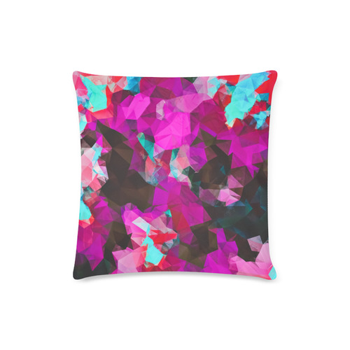 psychedelic geometric polygon abstract pattern in purple pink blue Custom Zippered Pillow Case 16"x16"(Twin Sides)