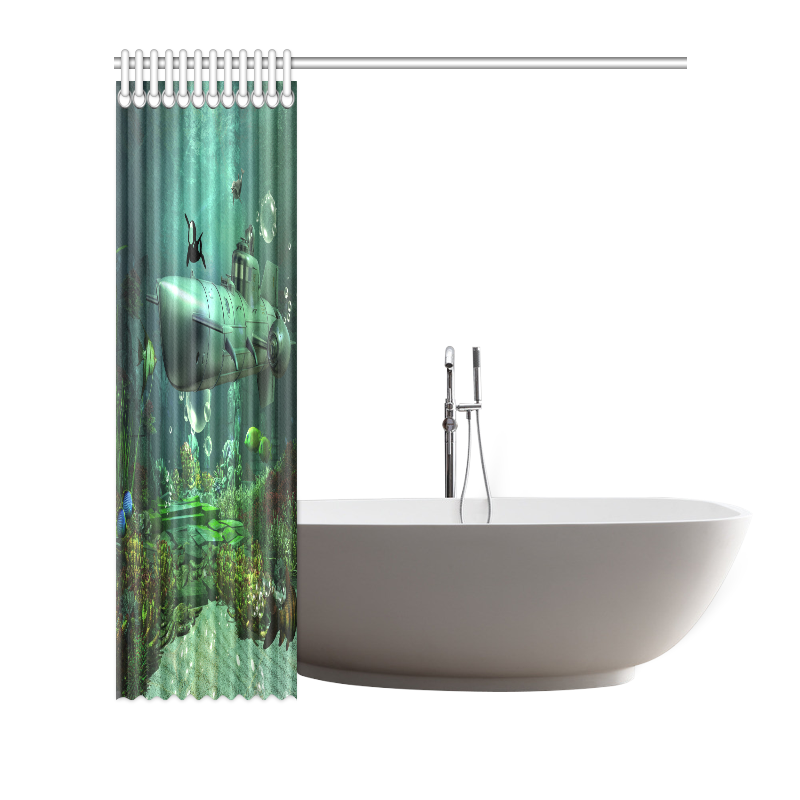 Awesome submarine with orca Shower Curtain 66"x72"