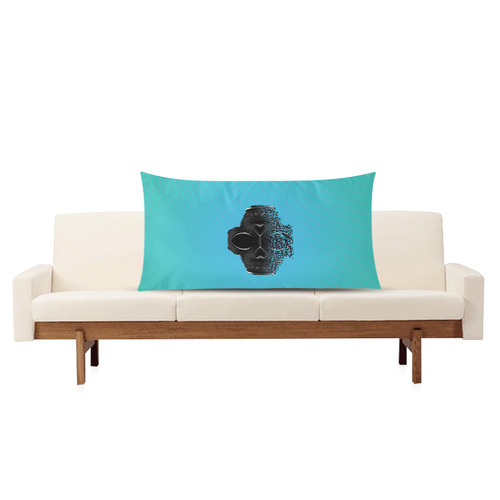 fractal black skull portrait with blue abstract background Rectangle Pillow Case 20"x36"(Twin Sides)