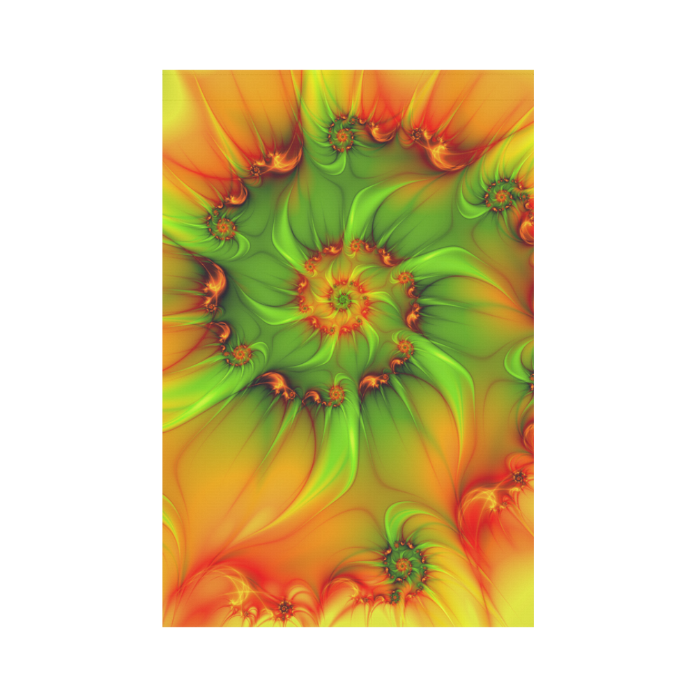 Hot Summer Green Orange Abstract Colorful Fractal Garden Flag 12‘’x18‘’（Without Flagpole）