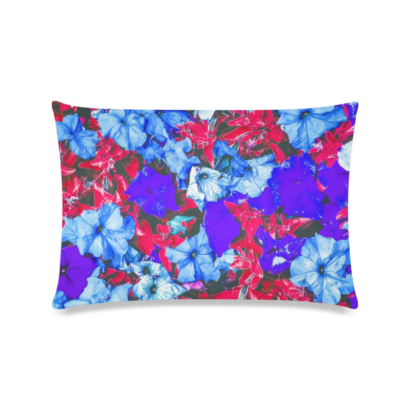 closeup flower texture abstract in blue purple red Custom Zippered Pillow Case 16"x24"(Twin Sides)