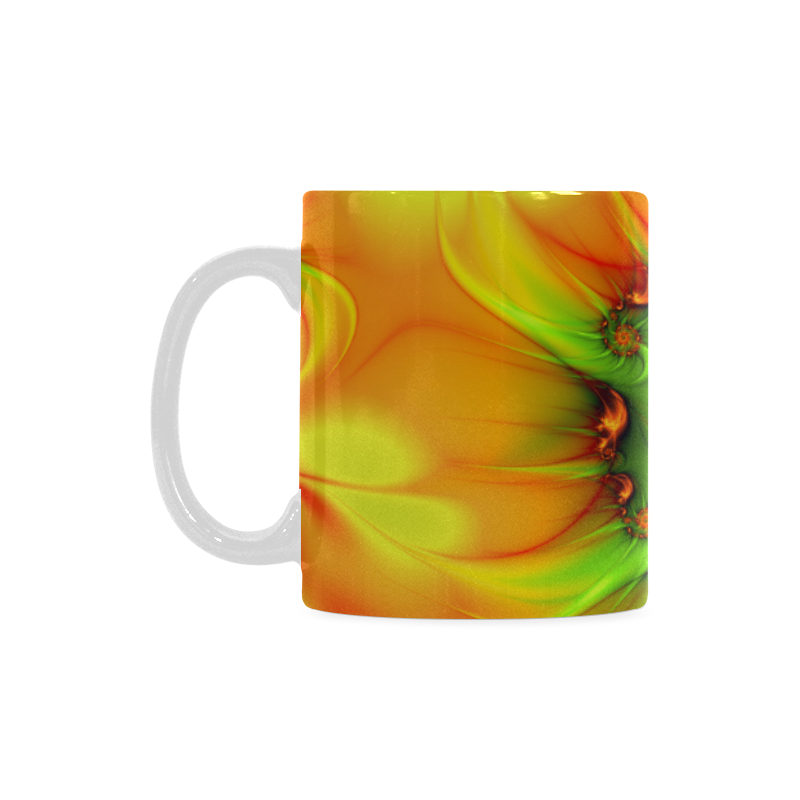Hot Summer Green Orange Abstract Colorful Fractal White Mug(11OZ)