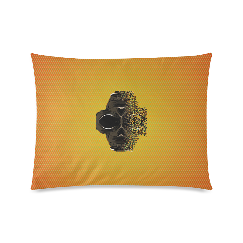 fractal black skull portrait with orange abstract background Custom Picture Pillow Case 20"x26" (one side)