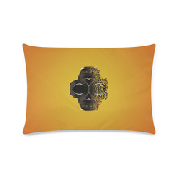 fractal black skull portrait with orange abstract background Custom Zippered Pillow Case 16"x24"(Twin Sides)