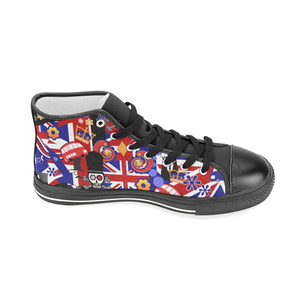Men's High Top UK London Flag Brit Print Sneakers Men’s Classic High Top Canvas Shoes (Model 017)