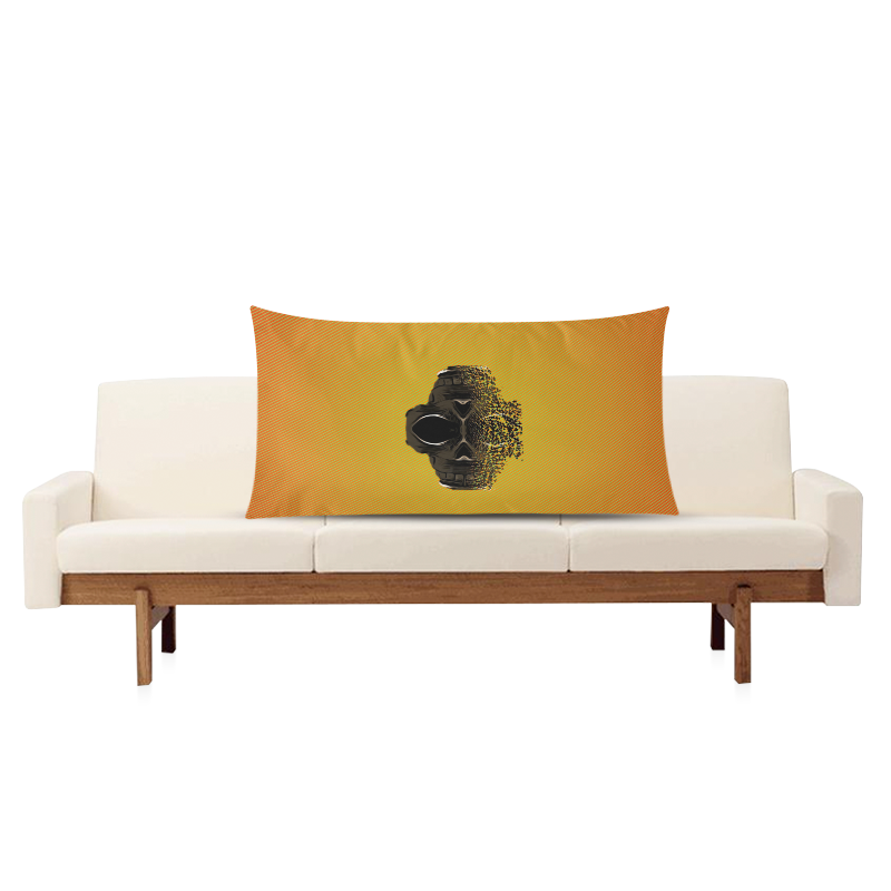 fractal black skull portrait with orange abstract background Rectangle Pillow Case 20"x36"(Twin Sides)