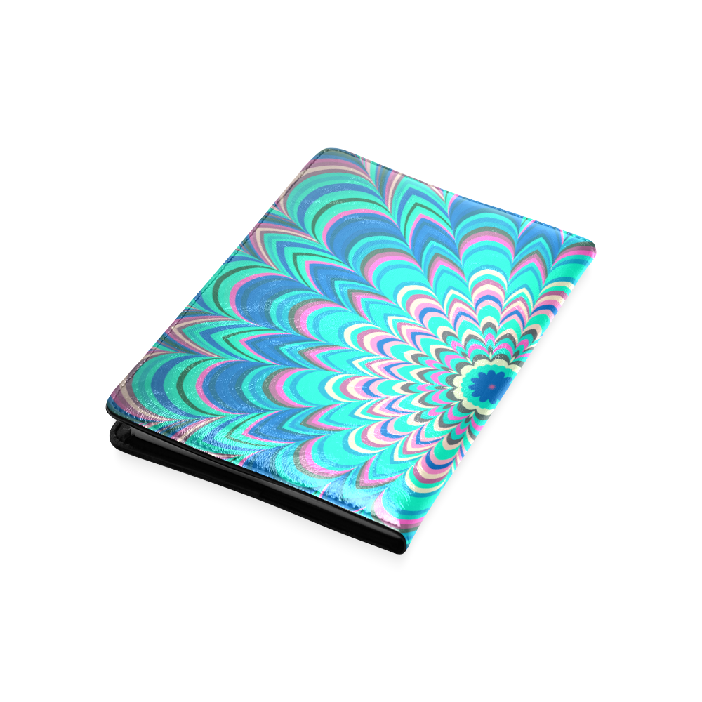 Turquoise flower striped mandala Custom NoteBook A5