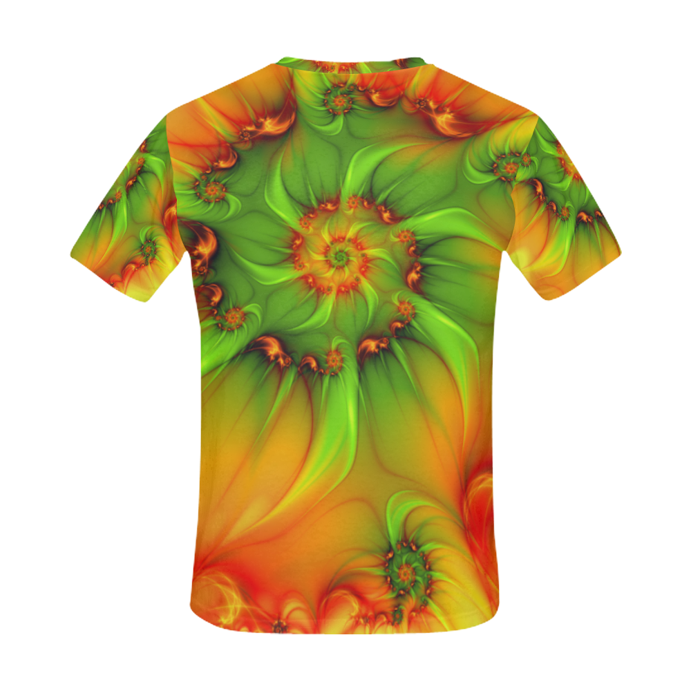 Hot Summer Green Orange Abstract Colorful Fractal All Over Print T-Shirt for Men (USA Size) (Model T40)