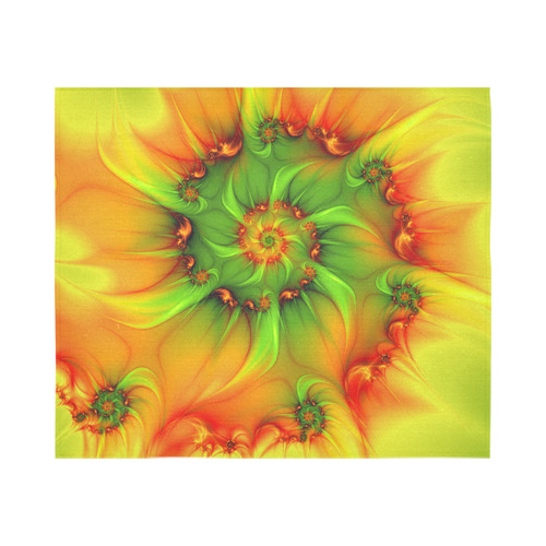 Hot Summer Green Orange Abstract Colorful Fractal Cotton Linen Wall Tapestry 60"x 51"