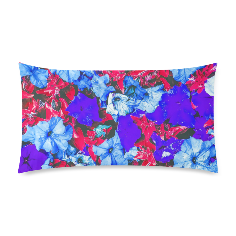 closeup flower texture abstract in blue purple red Custom Rectangle Pillow Case 20"x36" (one side)