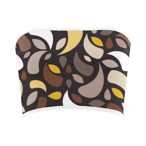 Brown Leaves And Geometric Shapes Bandeau Top