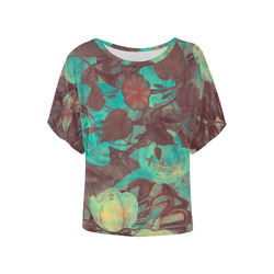 Floral Bearpaw Women's Batwing-Sleeved Blouse T shirt